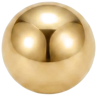 Round gold bead representing a dot in morse code